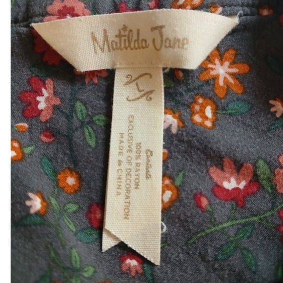 Matilda Jane Womens Floral Front Peasant Blouse Size Large Cottagecore Prairie - Picture 8 of 9